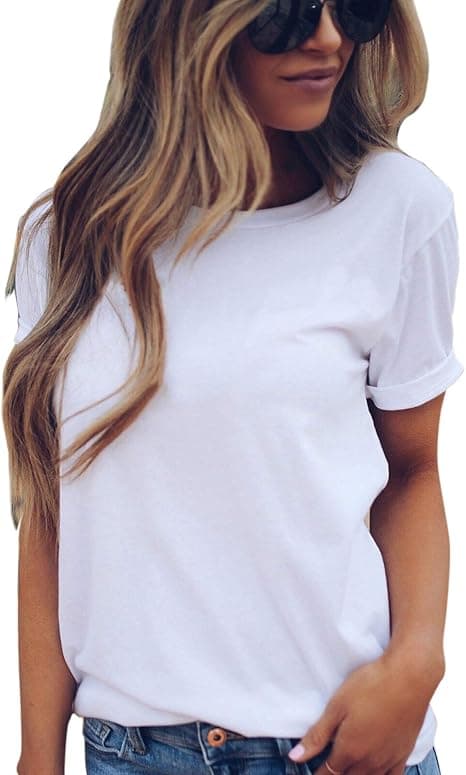 Kvinders Basic Bomuld Crewneck O-hals Kort