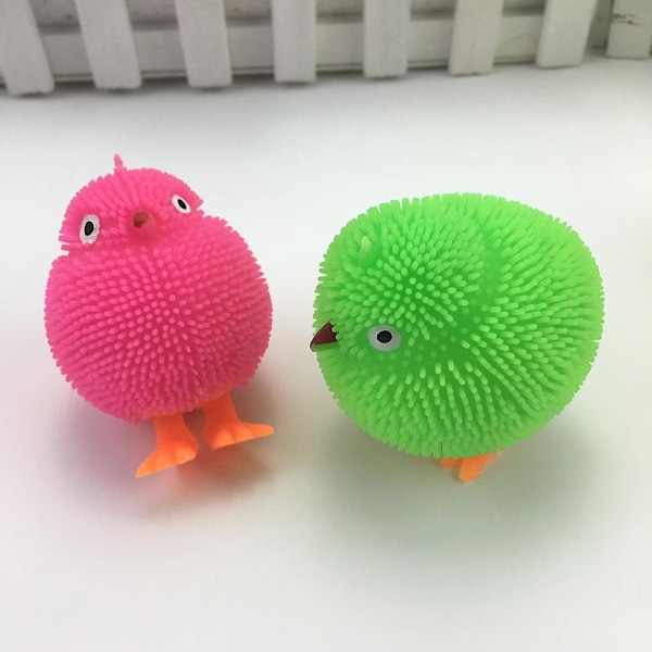 Naievear Søde Kyllinger Squidgy Led Blinkende Puffer Bold Squeeze Stressaflastning Børnelegetøj