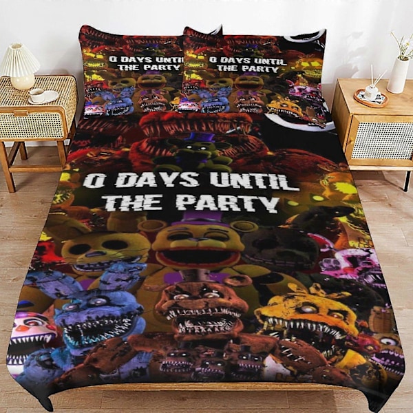 x226 Five Nights at Freddy's Dynetrekk Mikrofiber Sengetøy Sett 3D Trykt Lettvekt 3-delt Dynesett, 1 Dynetrekk og 2 Putetrekk 135x200cm 53x78in