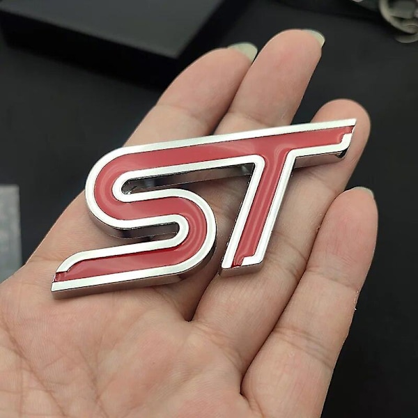 3D Metal St Logo Bil Front Grill Emblem Bagagerum Badge Dekal Til Ford Focus Fiesta Mondeo Edge Kuga Explorer St Mærkat Tilbehør ST Trunk Sticker