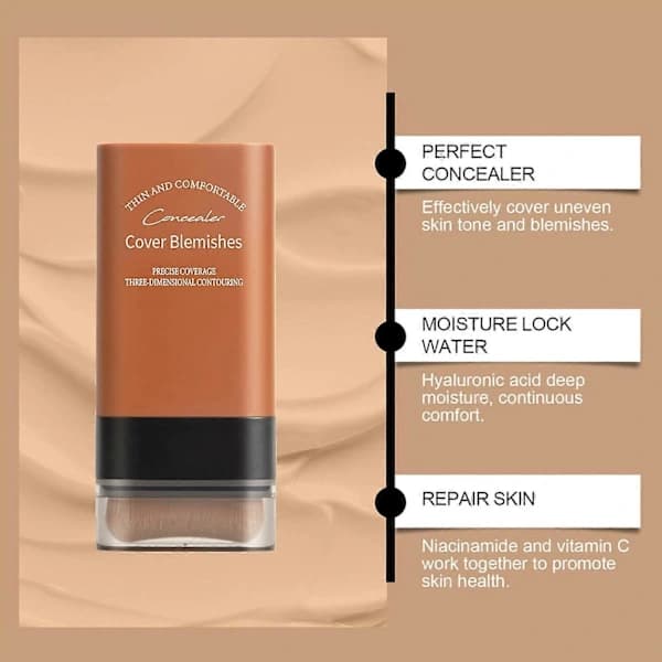 Multifunctional Foundation Stick with Built-in Brush – Easily Creates Medium to High Coverage – Shade 04