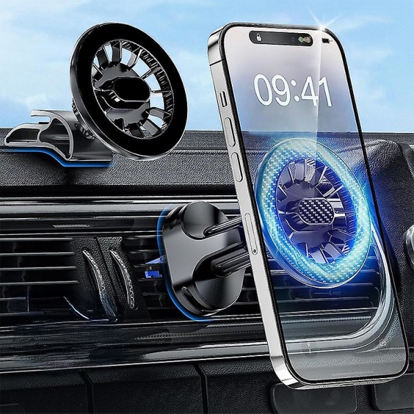 Magnetisk telefonhållare för bil, starkaste magnet Magsafe bilfäste, luftventil instrumentbräda 4-i-1 biltelefonfäste för Iphone Black