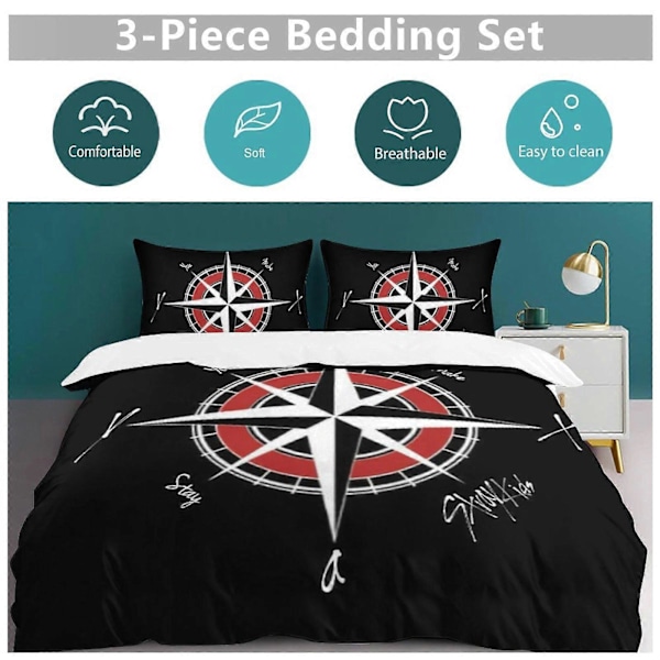 c452 Stray Kids Sängkläder Set Påslakan Bekvämt och Lättviktigt Tecknat Sängkläder 3 Delars Sängset Enkel(1 Påslakan och 2 Örngott) hn1035 135x200cm 53x78in