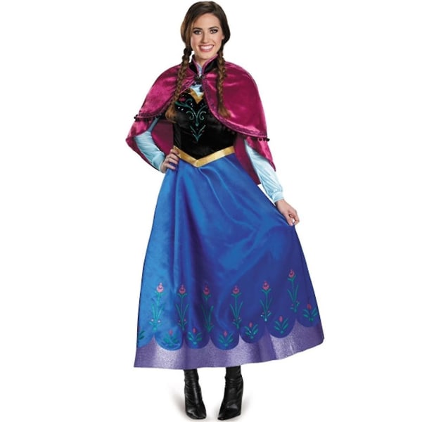 Adult Princess Anna Costume Christmas Cos Fancy Dress Outfit_y XL