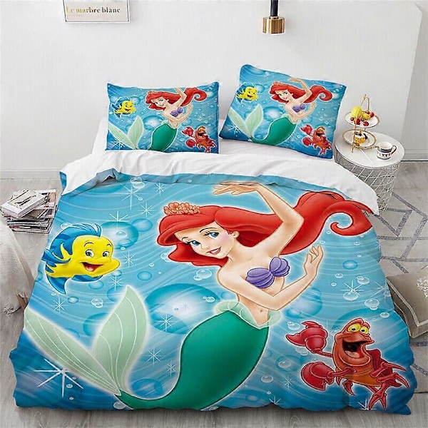 v5240 Sängkläder Den Lilla Sjöjungfrun Prinsessan Ariel Påslakanset Sängkläder Örngott Sänglakan IU5240 135x200cm 53x78in