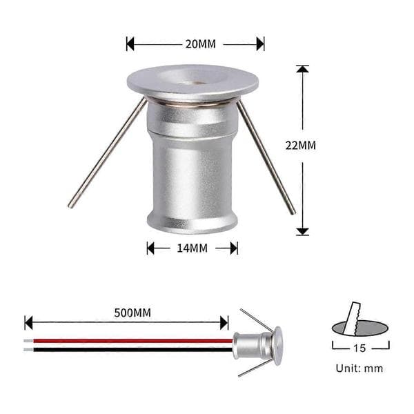 Mini Downlight DC12V 1W 3000K 9-pakning Sølv Shell, Konstverksbelysning