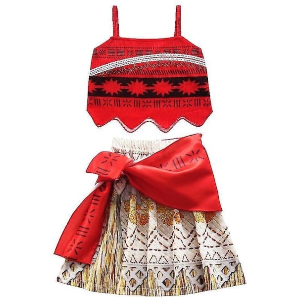 Moana Kjole Barn Cosplay Jenter Klær Prinsesse Vaiana Kjole Barn Bursdagsfest Kostyme med Ne 140 (9-10Y)