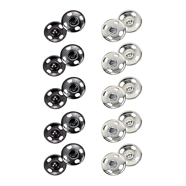 100 set 10mm/12mm/15mm/17mm/8.5mm sy på tryckknappar metall tryckknappar tryckknappar för sömnad kläder 17mm