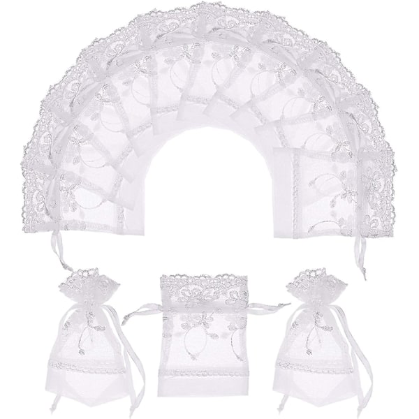 12 st organza påsar, spetspåsar organza smyckespåsar bröllopspåsar