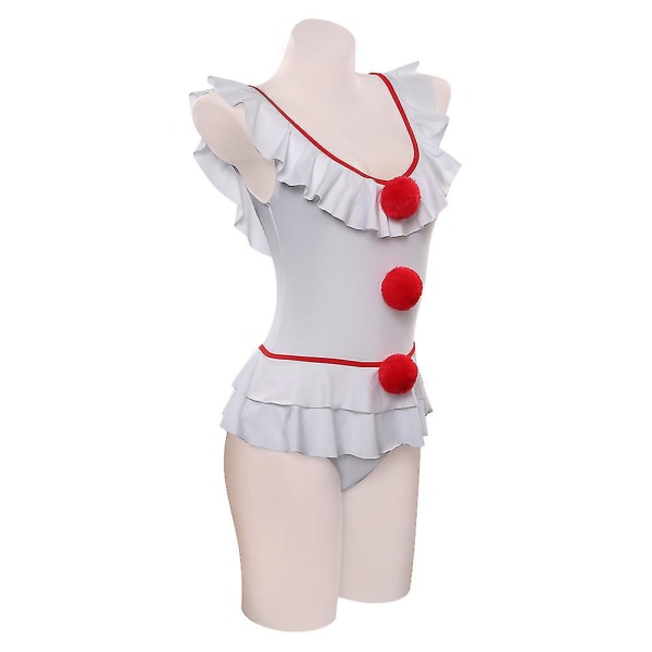 Pennywise Cosplay Sexet Jumpsuit Kostume til Kvinder og Piger - Bodysuit Outfits til Halloween Karneval Rollespil XXL