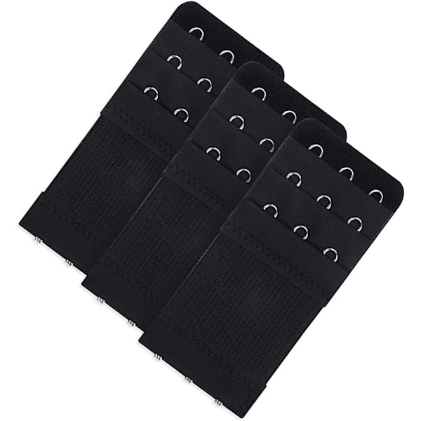 3-pack bh-förlängare för kvinnor, elastiska bh-förlängare med 3 krokar, 3 rader, elastiska bh-bandskrokar