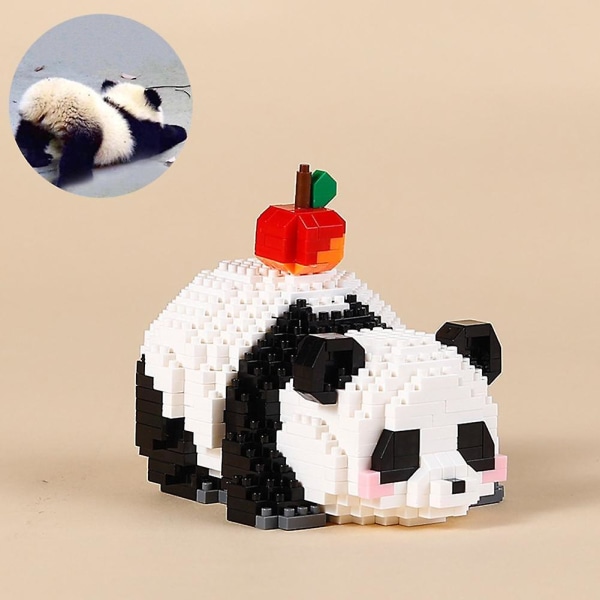 Panda Byggeklosser Søt Tegneserie Byggesett Pedagogisk Leker For Barn Gutter Jenter Eating Bamboo