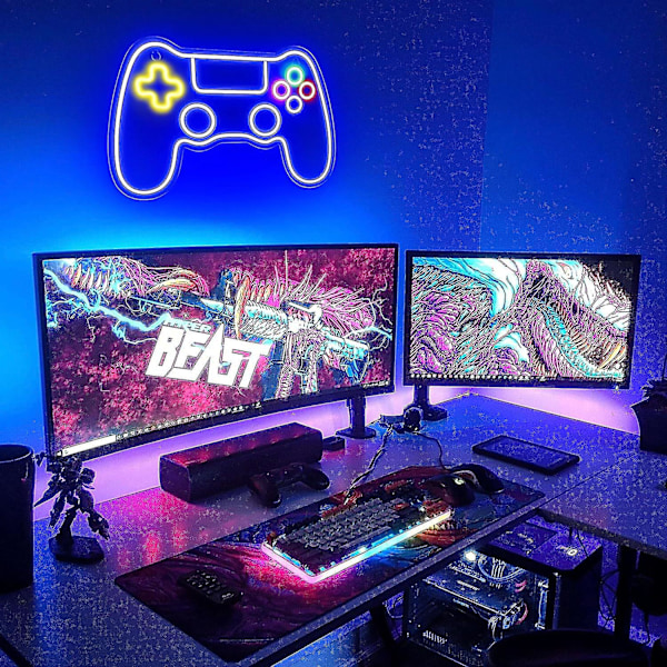 Gamer Neon-skilt, Spillkontroll Neon-skilt for Gamer-rominnredning. Spill Neon-skilt for tenåringsgutterom, LED Spill Neon-skilt Spillveggdekorasjon