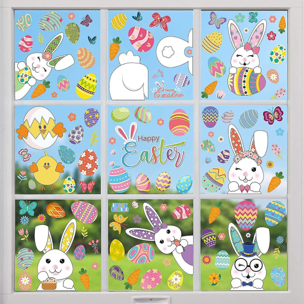 Easter Window Stickers, Easter Decorations 9 Sheets 130 Pcs Easter Stickers Window Easter Bunny Window Clings - Jxlgv