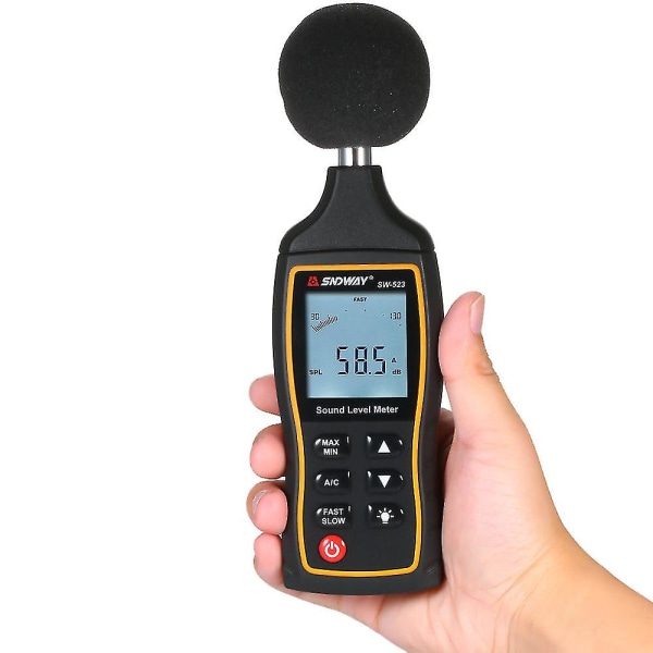 Ljudnivåmätare Hög noggrannhet Decibelmätare Digital Sonometer Brusmätare med A C-viktning och automatisk växlingsfunktion