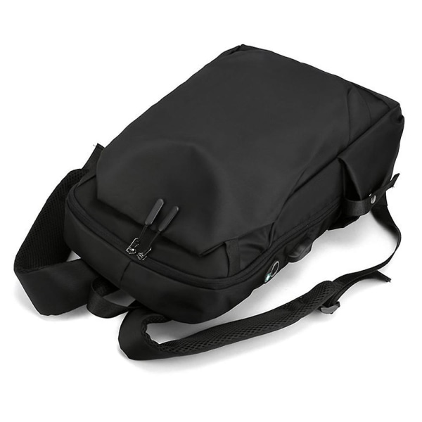 Herre Solid Stor Kapacitet Rygsæk Casual Laptop Taske Udendørs Business Rejse Rygsæk Med Earphone & Usb Port Black