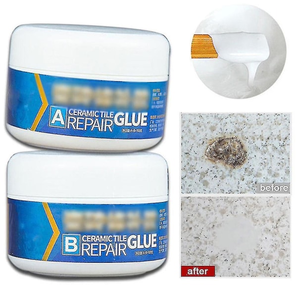 Keramisk flise reparationsmiddel gulv flise passer til karbad porcelæn reparationslim kit White