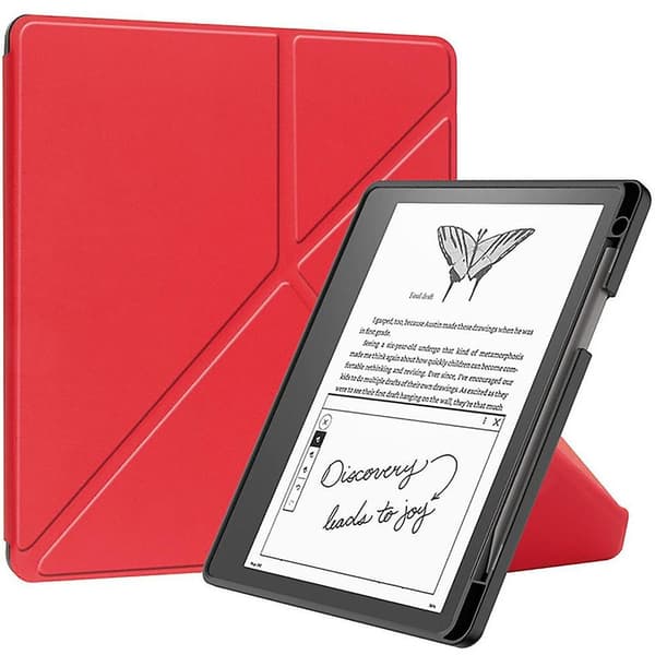 Cover til Kindle Scribe 2022 10,2 tommer, foldbart stativ, blødt PU-læder Red