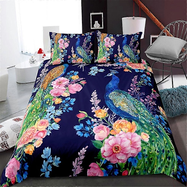 v5645 Sängkläder Påfågel Blommigt Påslakan Doona Set Super Sängkläder Sänglakan IU5645 200x200cm 78x78in