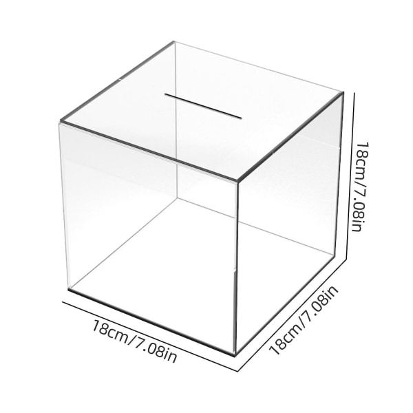 1 st transparent spargris för vuxna, transparent akryl spargris, sparbössa för pengar och växel för att hjälpa till med budget och spara, oöppningsbar spargrisburk för mynt Cube L
