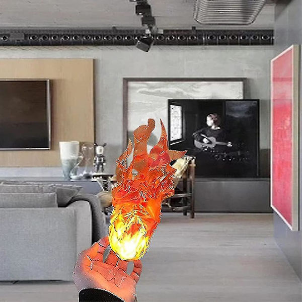 Halloween Hand Floating Fireball Magic Illuminated Flame Fire Light Cosplay Party Props Red