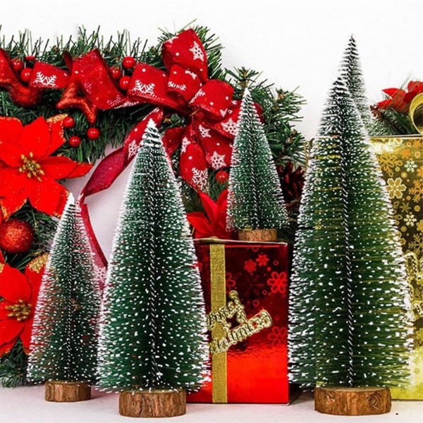 Juldekoration Realistiskt utseende träbas Blekningsbeständig livlig färg 5 stilar Högsimulering konstgjord minijulgran Hemtillbehör B