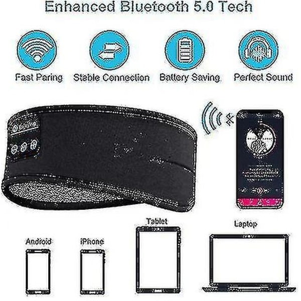 3 in 1 Bluetooth-kuulokkeet, urheilupanta, ohut, pehmeä, joustava, mukava langaton musiikki, sivuun nukkuva silmämaski
