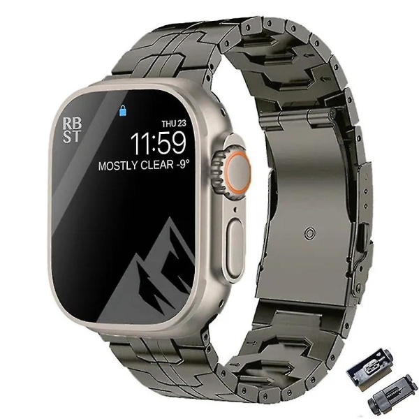 Lyxigt titanarmband för Apple Watch Band Ultra 49mm 45mm 44mm 41mm 3 grey