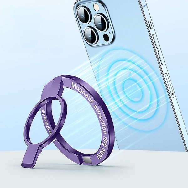 Magnetisk Magsafe Ringhållare kompatibel Iphone, löstagbar trådlös laddning Magnetisk telefonringhållare Kickstand Purple