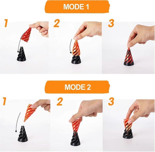 3 st Impossible Cone Pyramid Pass Through Toy, 3D-Printed Spiral Cone Fidget Toy, Mini Vortex Thread Illusion Anxiety Relief Toy Red and Black