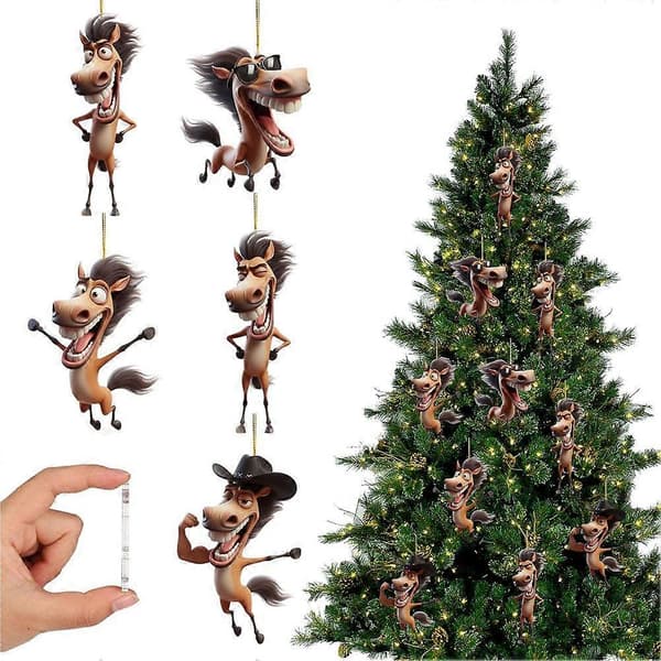 Stor Munn Hest 2D Akryl Juleanheng Dekorpynt Jul E7N0 B 1pcs