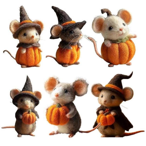 Håndlaget musefigur i ullfilt 2CUnik Halloween-gave varm- E7Z9 B 1pcs