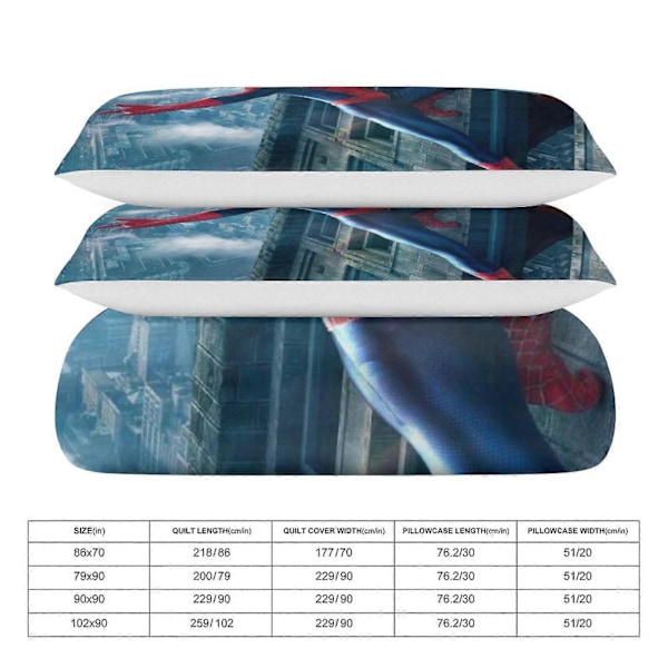 v828 Spider-Man 3-delt sengesett for enkeltseng - Inkluderer 1 enkelt dyne og 2 putetrekk - Falmebestandig mikrofiber - Spider io828 135x200cm 53x78in