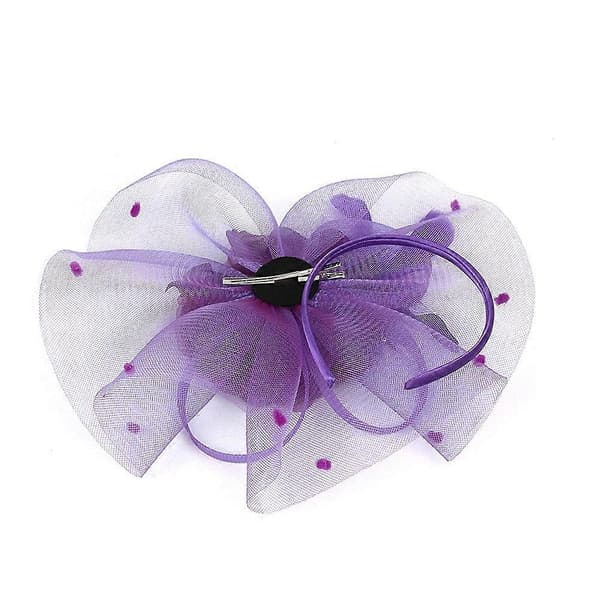 Lilla blomsternettinghodeplagg for kvinner, elegant hårspenne for bryllupskveldsfestkostyme