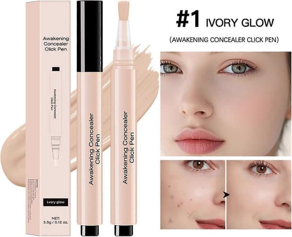 Concealer Click Pen, Flydende Concealer Pen, Concealer til Mørke Rande, Let Dækkeevne, Holdbar Formel, til Piger Ivory Glow
