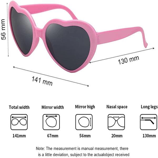 3D-hjertebriller med hjerteeffekter, speciel hjerteform Pink
