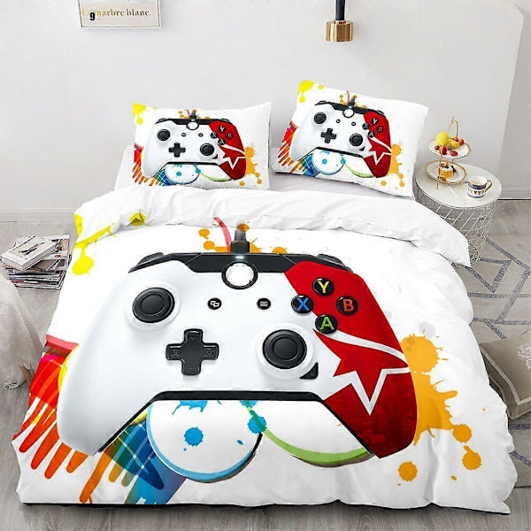v5505 Sängkläder 3 Delar Gamepad Pojkar Sängklädesset Påslakan Örngott Storlek Sängkläder IU5505 240x260cm 94x102in