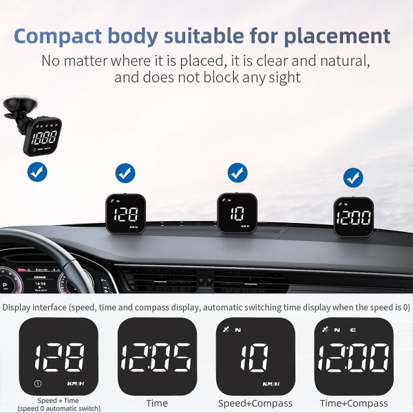 Gps Hastighetsmätare Förläng Digital Display Fordonsvägmätare Trippmätare Kursöverfartslarm för White