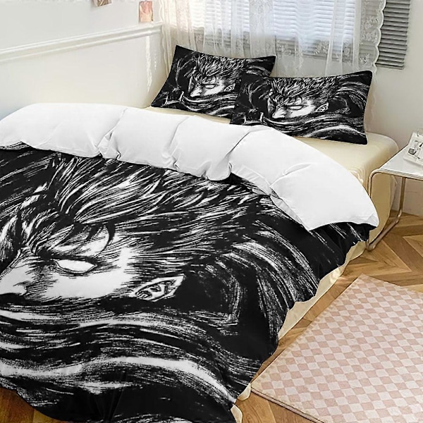 x421 Anime Berserk 3-delat Sängklädesset Varmt Och Bekvämt Mjukt Påslakan Sängset med 1 Påslakan Och 2 Örngott för Sovrum b421 200x200cm 78x78in