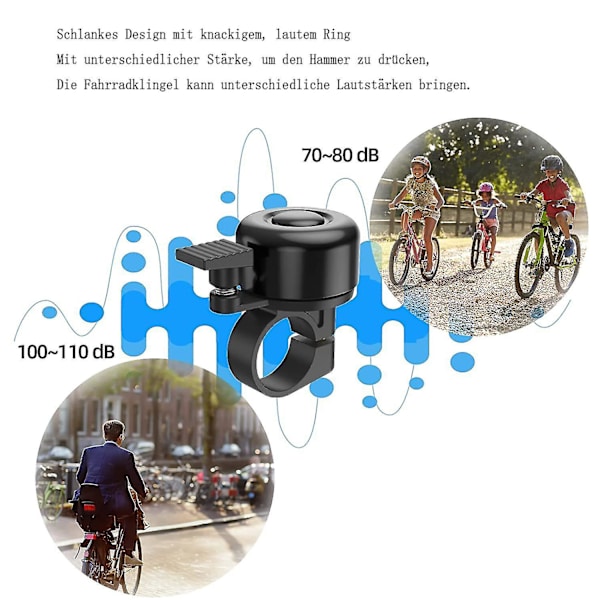 Cykelklocka 2-delad cykelklocka, Hög 120db cykelklocka, Barn och vuxna, Cykelklocka, Montera