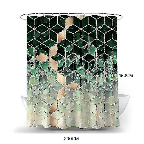 Moderne badeværelse vandtæt bruseforhæng farver størrelser tilgængelige Green 180x200cm