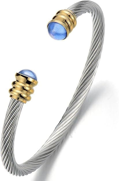 Klassisk justerbart elastisk armbånd til mænd, lavet af rustfrit stål, stålkabel