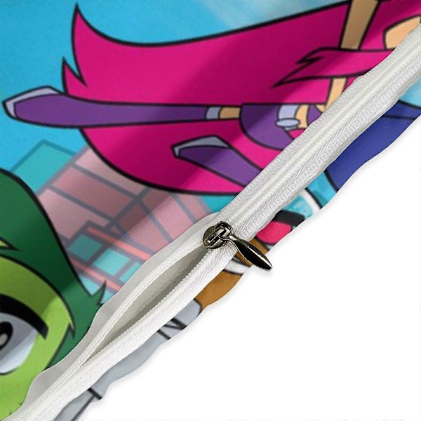x89 Teen Titans Go 3-osainen vuodevaatesetti Lämmin ja mukava pehmeä pussilakanasetti, jossa 1 pussilakana ja 2 tyynyliinaa makuuhuoneeseen b89 135x200cm 53x78in