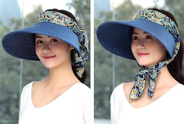 Dame Storbrem Visir Caps Solhatt UV-beskyttelse SPF50+ for Golf Strand Utendørs