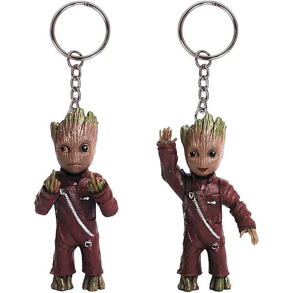 Baby Groot -avaimenperä, 2 kpl sarjakuva-avaimenperää, 3D-avaimenperä lapsille, hahmoavaimenperä, avaimenrengas, Groot-avaimenperäriipus lasten laukkujen koristeluun