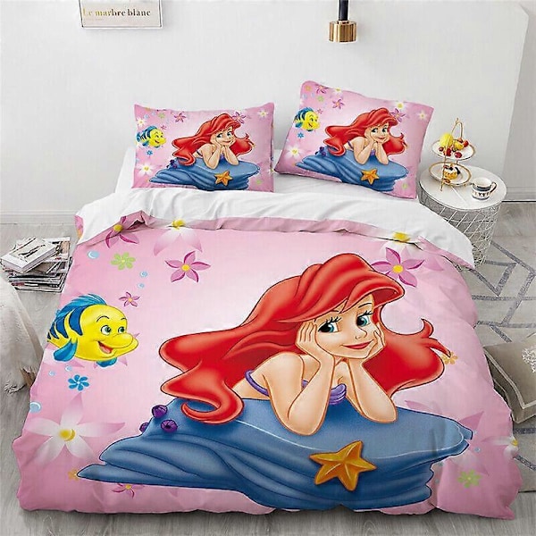 v5240 Sengetøj Den Lille Havfrue Prinsesse Ariel Dynebetræk Sengesæt Pudebetræk Sengetøj IU5240 135x200cm 53x78in