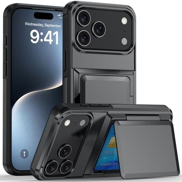 Wallet Case for iPhone 17 - Stylish Protective Case with Card Holder (Holds 5 Cards) - Grey iPhone 17 grey grey iPhone 17