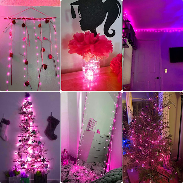 Pink Fairy Lights, 3M/10ft 30LED Halloween Dekoration Lichter, Batterie Orange Lichterkette für Halloween, Weihnachtsdekoration Pink