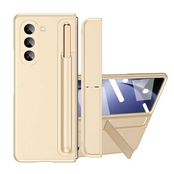 Z Fold 5 -kotelo, ohut PC-kotelo sisäänrakennetulla näytönsuojalla Samsung Galaxy Z Fold 5:lle S Penillä, irrotettava S Pen -pidike ja jalusta Beige For Galaxy Z Fold 5