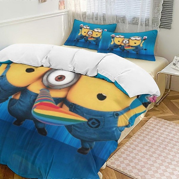 x36 Despicable Me 3-delars Sängklädesset Varmt och Bekvämt Mjukt Påslakanset med 1 Påslakan och 2 Örngott för Sovrum b36 200x200cm 78x78in